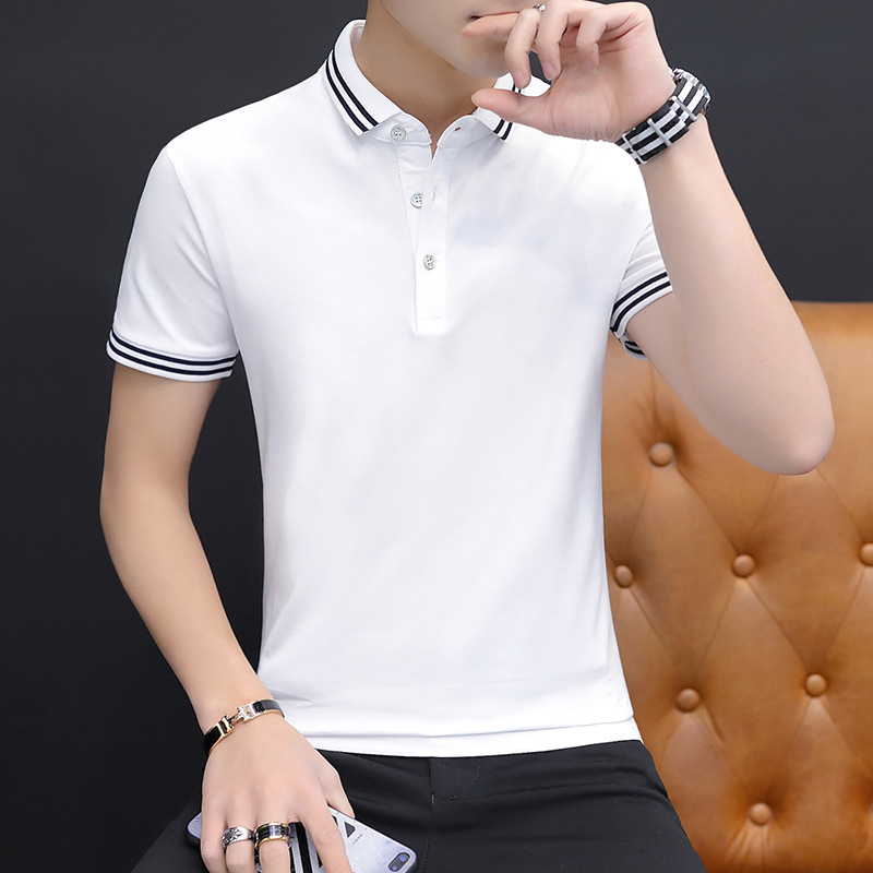 Camisetas de algodón camisetas hay hombres de verano los frascos solapa corta la madurez de los jóvenes Gua cabeza camisas polo 桖 t