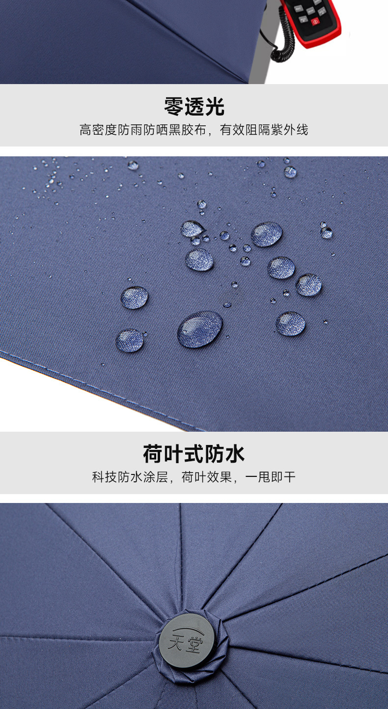 Paradise Umbrella 38138E Ten-bone Double Umbrella, black vinyl sun Protection umbrella, parasol, Printable advertising gift umbrella logo pic 7