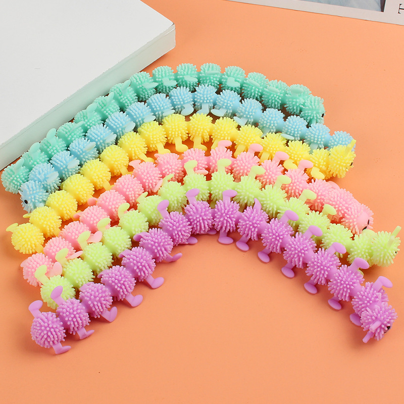 Creative Stress Relief Venter Soft Silicone 16-Section Caterpillar Lala Fun Prank Stretching Tpr Silicone Toys details Picture