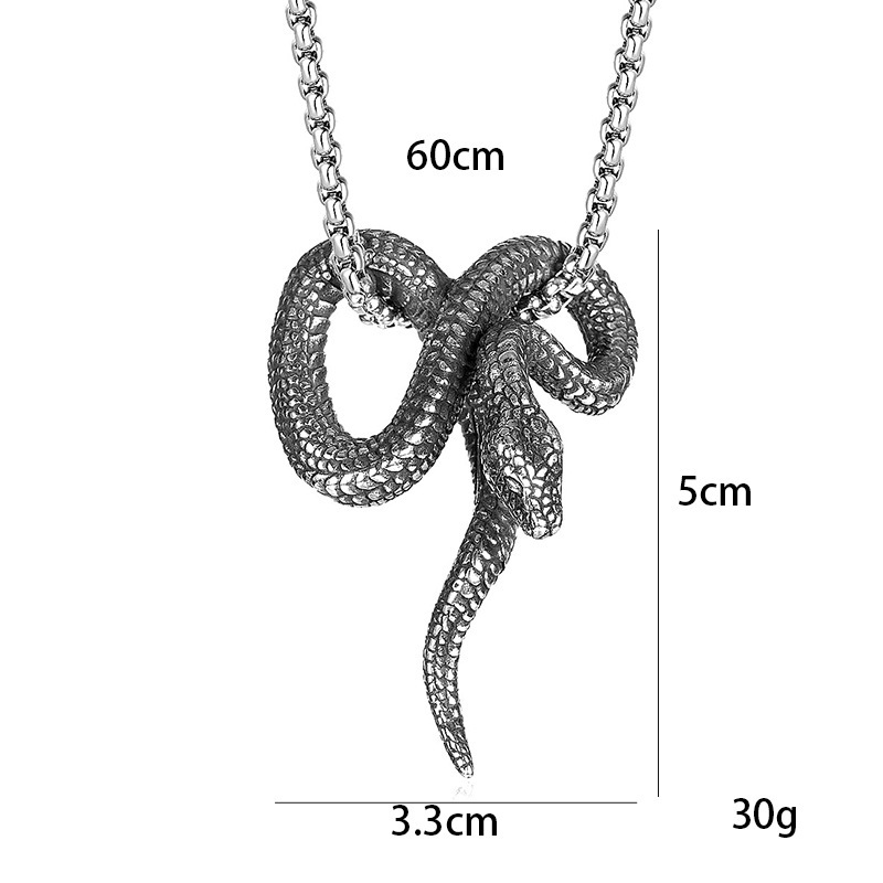 National Trend Aoxiang Jewelry Snake-shaped stainless steel pendant for men, personalized python titanium steel necklace Item Picture