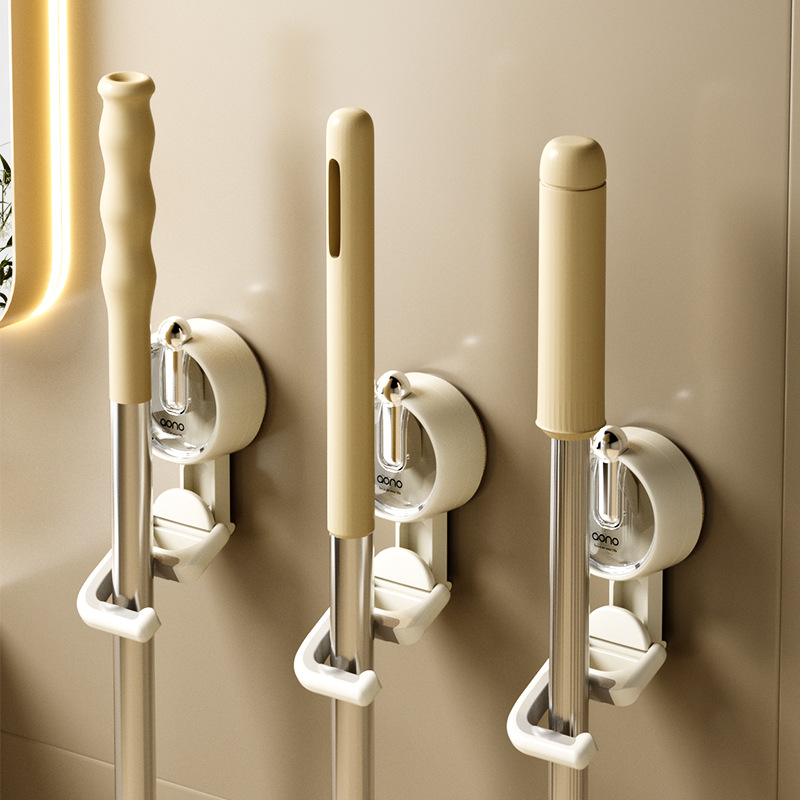 吸盘拖把架家用免打孔可移动浴室扫把架承重真空无痕反复使用即装01919