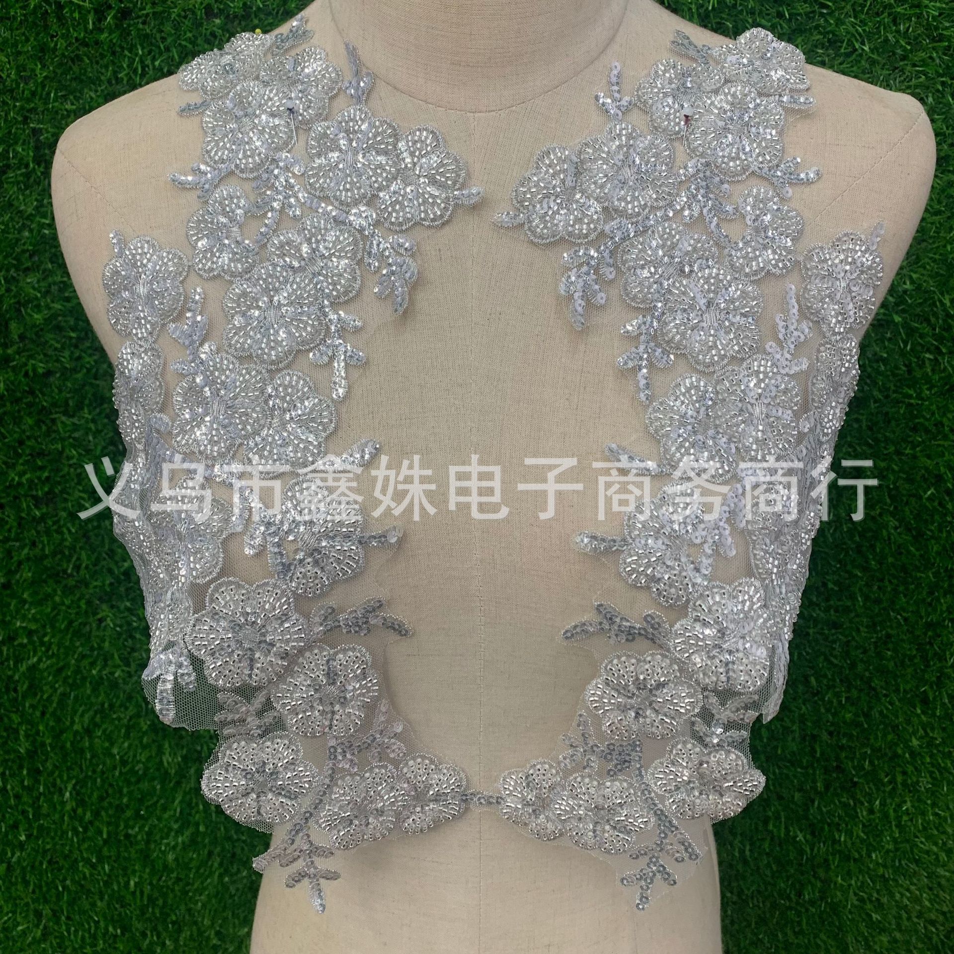 In-stock multi-color high-end quality three-dimensional lace decal fabric for wedding dress and evening gown veil DIY decal accessories Item Picture