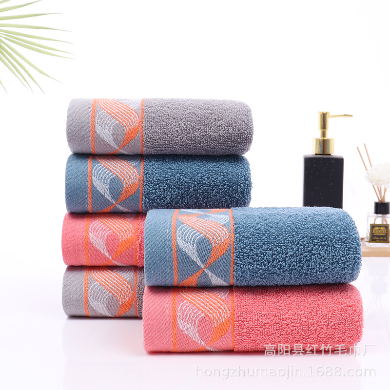 条纹深色棉跨境毛巾厂家批发棉质厚实吸水洗脸巾礼品礼盒刺绣logo