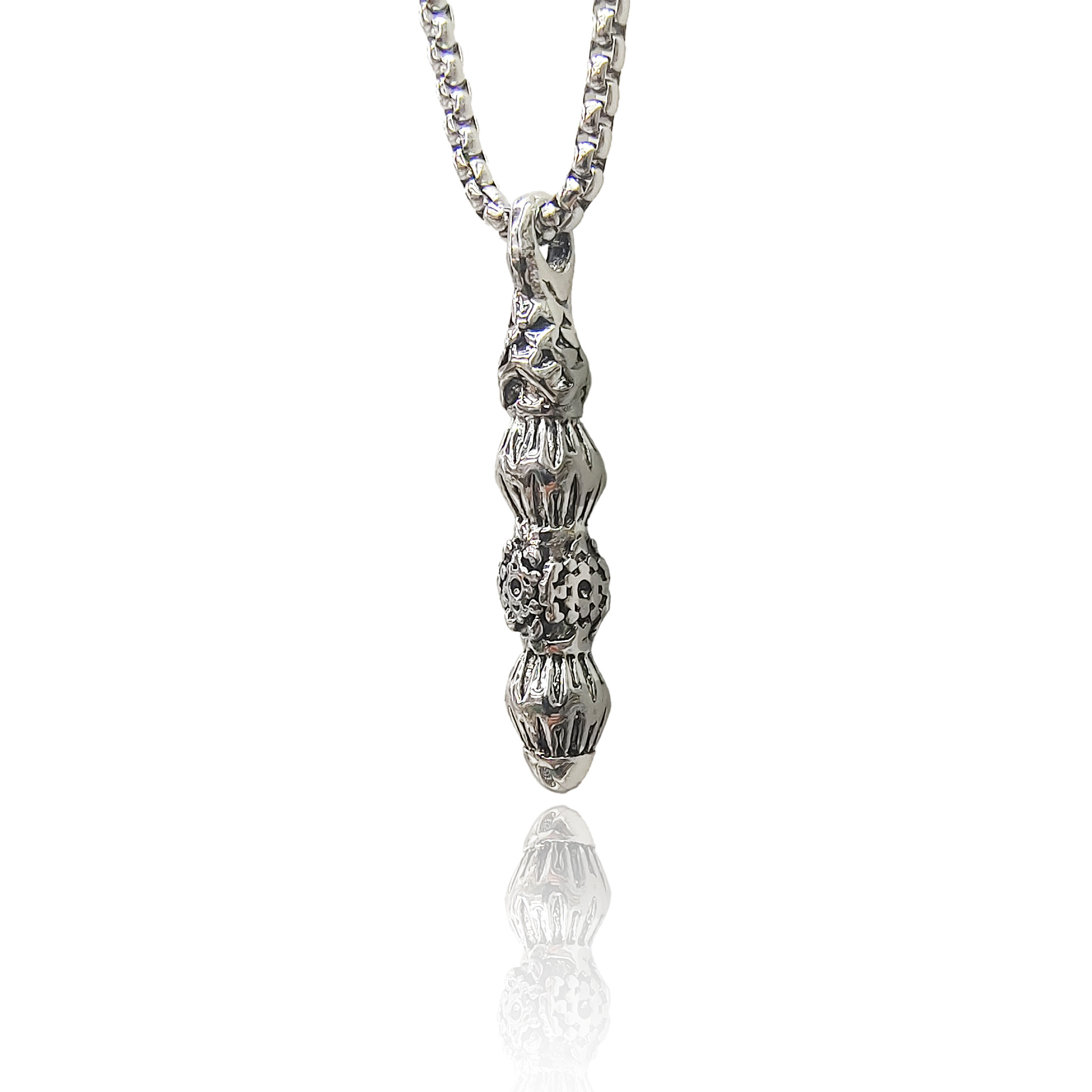 Net Red Men's Necklace Europe And The United States Military Brand Necklace Sweater Chain Stainless Steel Necklace Alloy Skull Pendant Wholesale Specification drawing