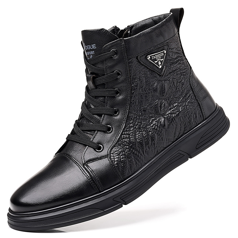2022's best-selling large-sized trendy genuine leather Martin boots for men, British men's boots, top layer cowhide high-top men's casual leather boots Item Picture