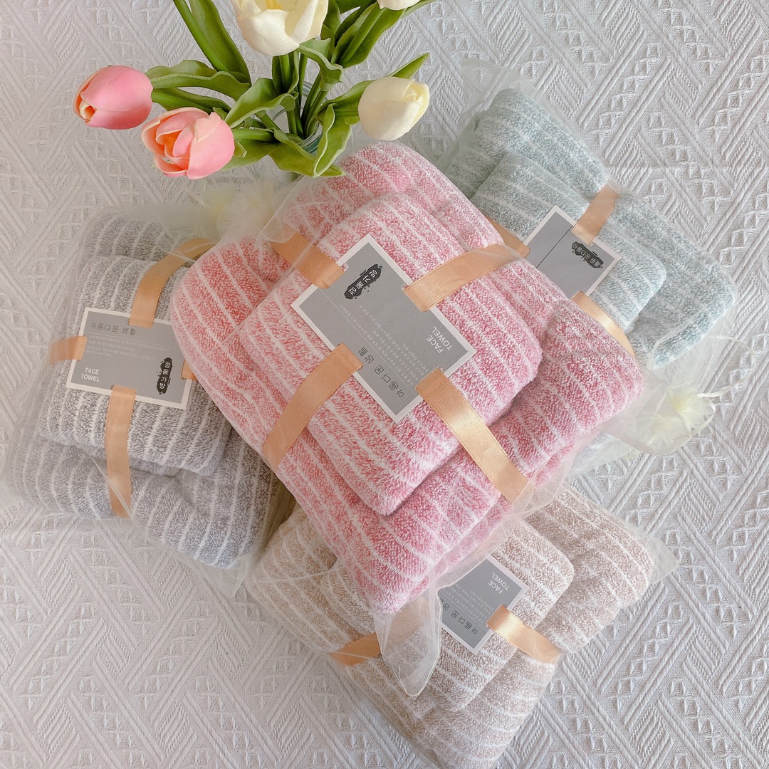 【LOVELY HOME】【 Lovely home 】 Coral velvet towel Bath towel set Narrow strip face towel Household bath towel Wedding holiday gift towel Beach towel full figure