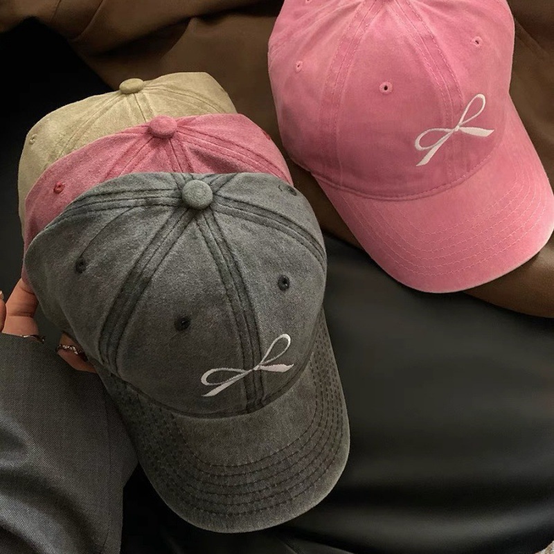 Lemon deep bow embroidered baseball cap for women, Spring 2024 new style, washed and aged American retro wide brim mask duck Specification image