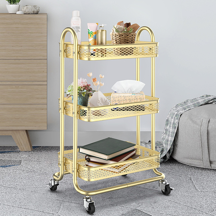 Floor To Floor Multi-Layer Storage Cart Kitchen Storage Rack Portable Household Trolley Pulley Mobile Storage Car details Picture