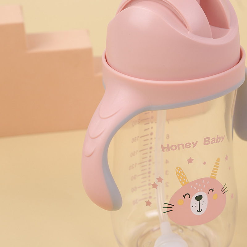 婴儿奶瓶宝宝儿童水杯带软吸管杯防摔防呛防漏可爱奶瓶详情图2