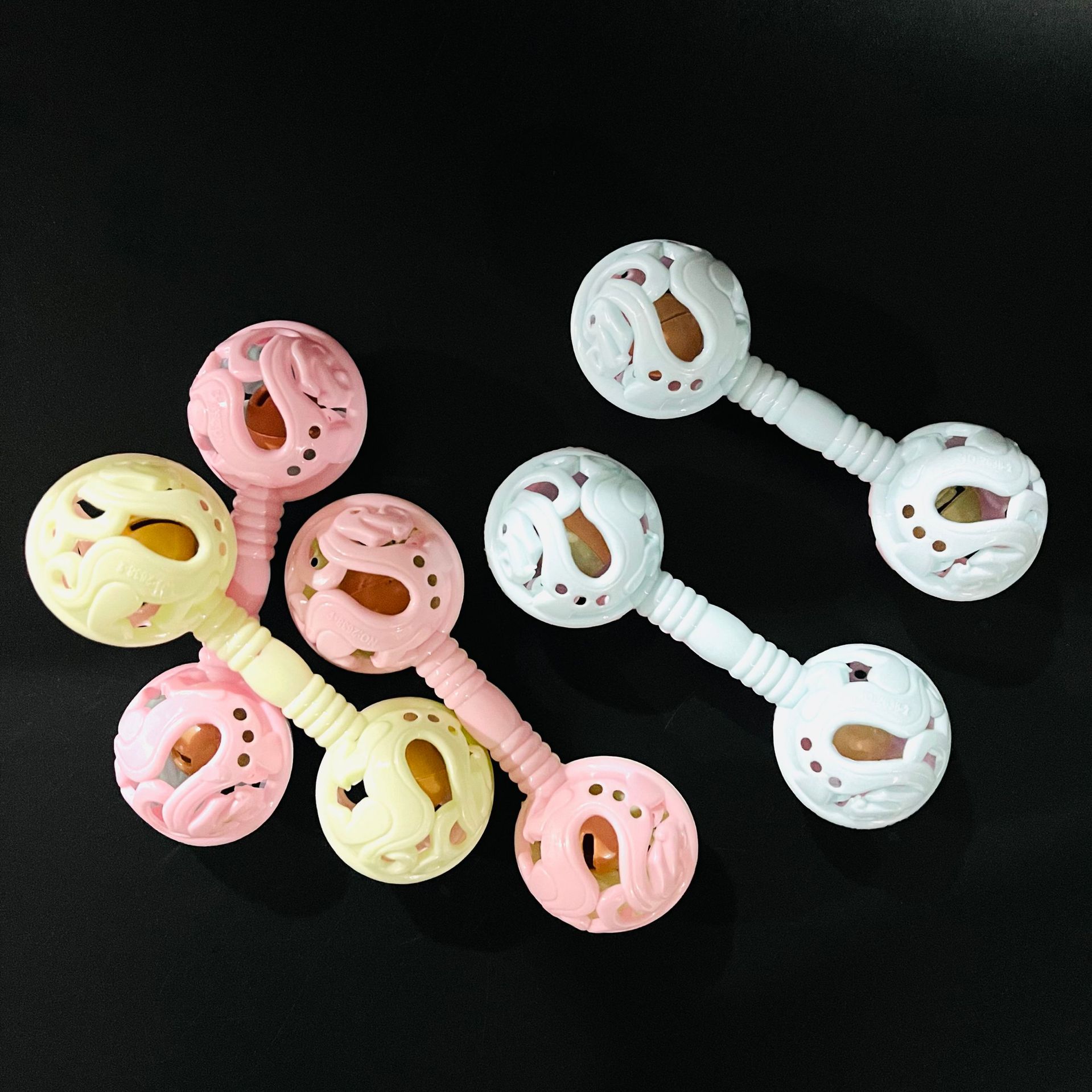 【 Zone 3-7 】2638 Double-head Rattle 12/ Pack 1800/ piece 1 yuan 2 yuan Supply Double-head hand rattle, hand-held small toys, rattle toys, baby hand-held bells, gift wholesale details Picture