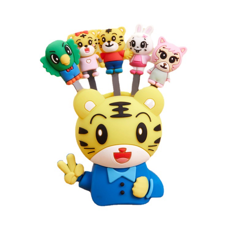 Home stainless steel fruit fork storage jar set, children's creative and cute ins Nordic-style Korean cake fork Item Picture