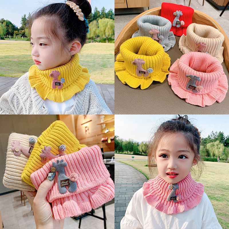 Children's knitted woolen cartoon small scarf for 2024 autumn and winter, cute and warm neck cover for baby neck protection Specification image