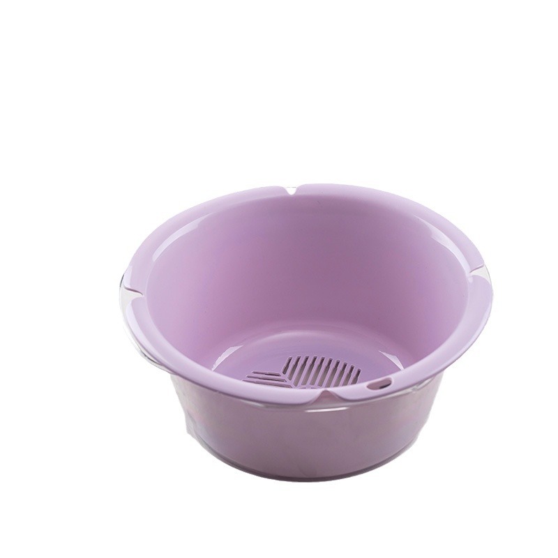 Plastic double-layer draining basket, leaky basin, rice-washing magic tool, vegetable basket, vegetable washing basin, household kitchen, fruit washing plate Item Picture