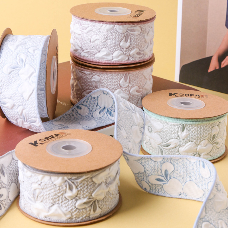 DIY handcrafted materials for flower gift packaging: Coarse-edge three-dimensional wrinkled rabbit ear flower fabric, ribbon, bow, hair accessory Application Scenario