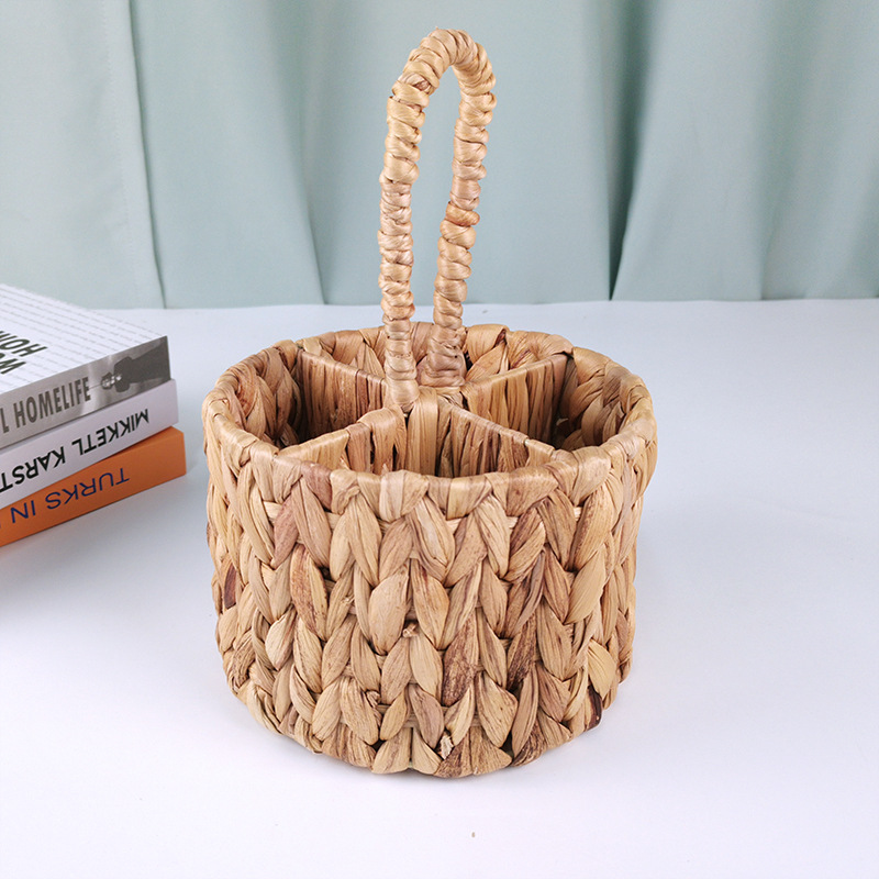 Water Hyacinth Woven Storage Basket Amazon Hot Selling Hand-Woven Knife And Fork Storage Basket Home Small Debris Storage Application Scenario