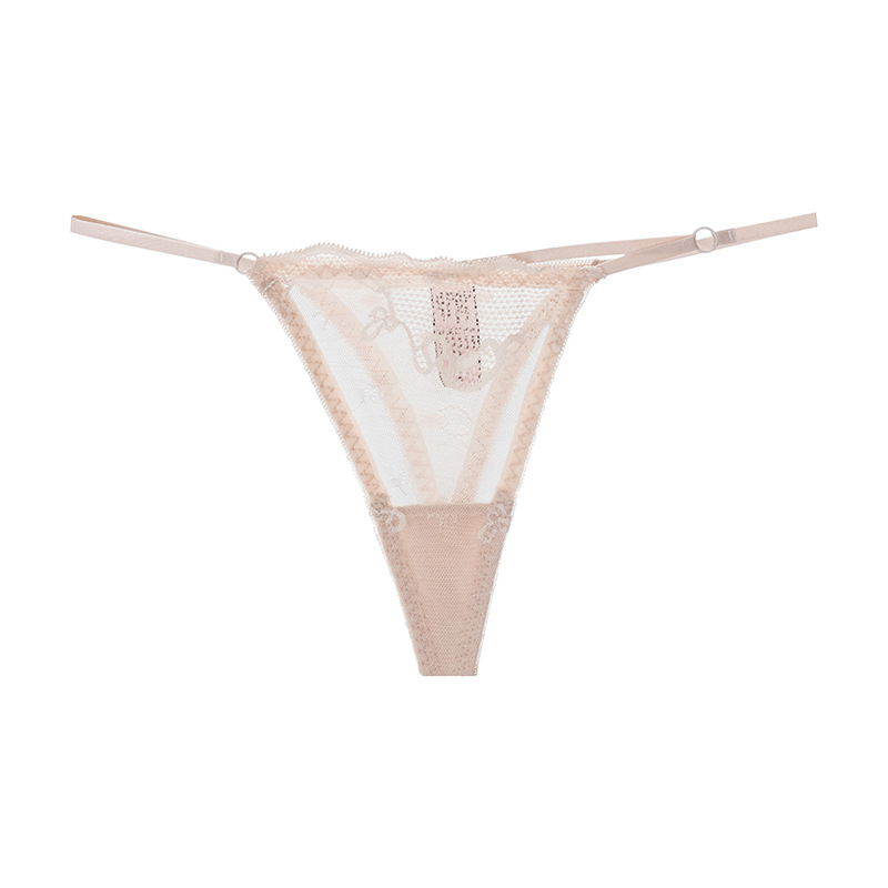 Cross-Border Factory Lace Sexy T Pants Thin Belt Hollow Seductive Underwear Women Fun Cotton File Low Waist Thong Women Item Picture
