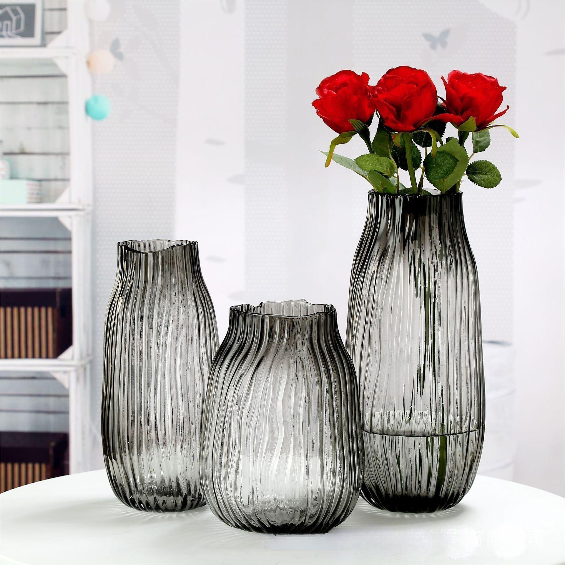 北欧简约原色树纹玻璃花瓶 客厅餐桌干花插花花器家居装饰ins摆件