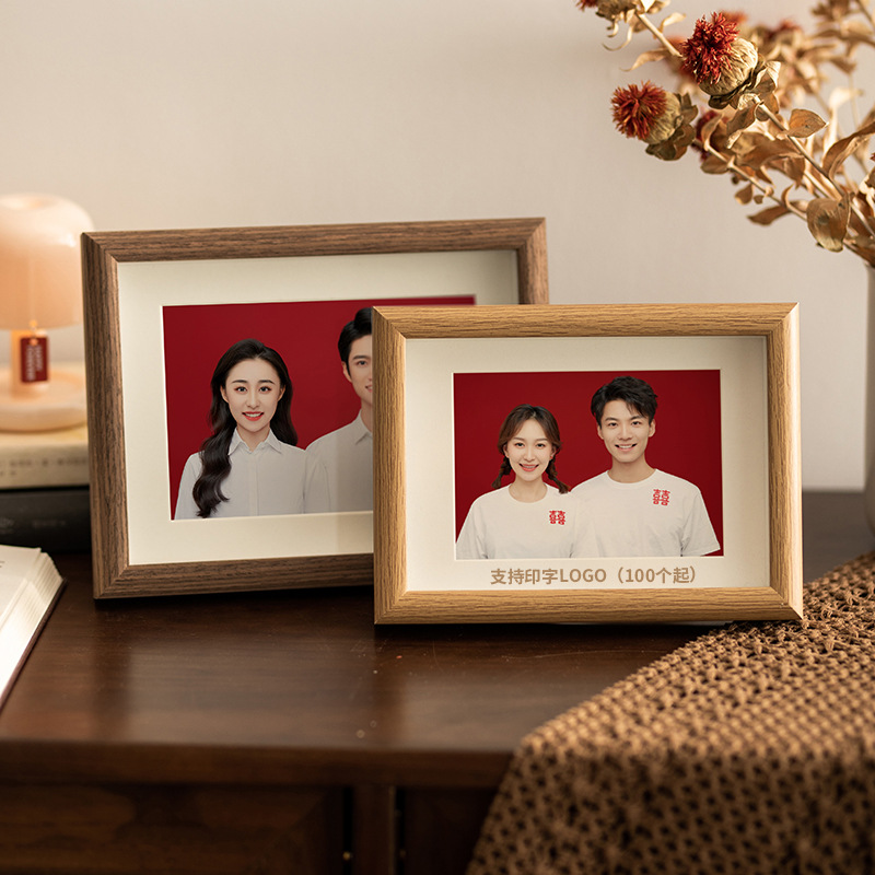 木质6寸相框空框结婚证件照中空挂墙相框摆台干花标本框卡纸画框