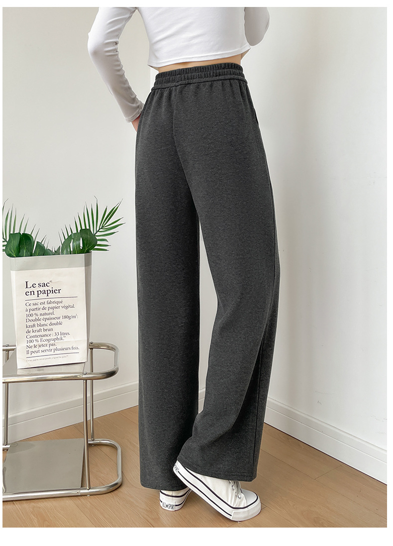 Autumn narrow drape wide-leg pants 2025 Loose casual ice silk sportswear pants Black and white new style for women pic 18