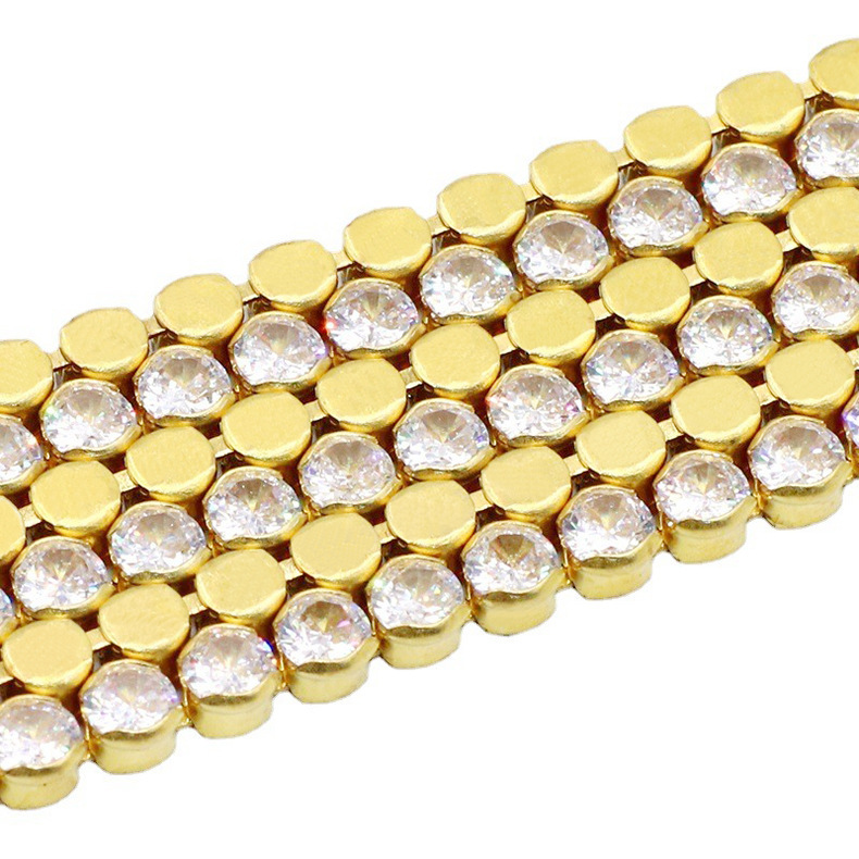 Nuevo tipo de elemento · circón garra cadena engrosada y reforzada · latón con diamantes incrustados con piedras preciosas accesorios ropa zapatos bolsas cadena de diamantes al por mayor Item Picture