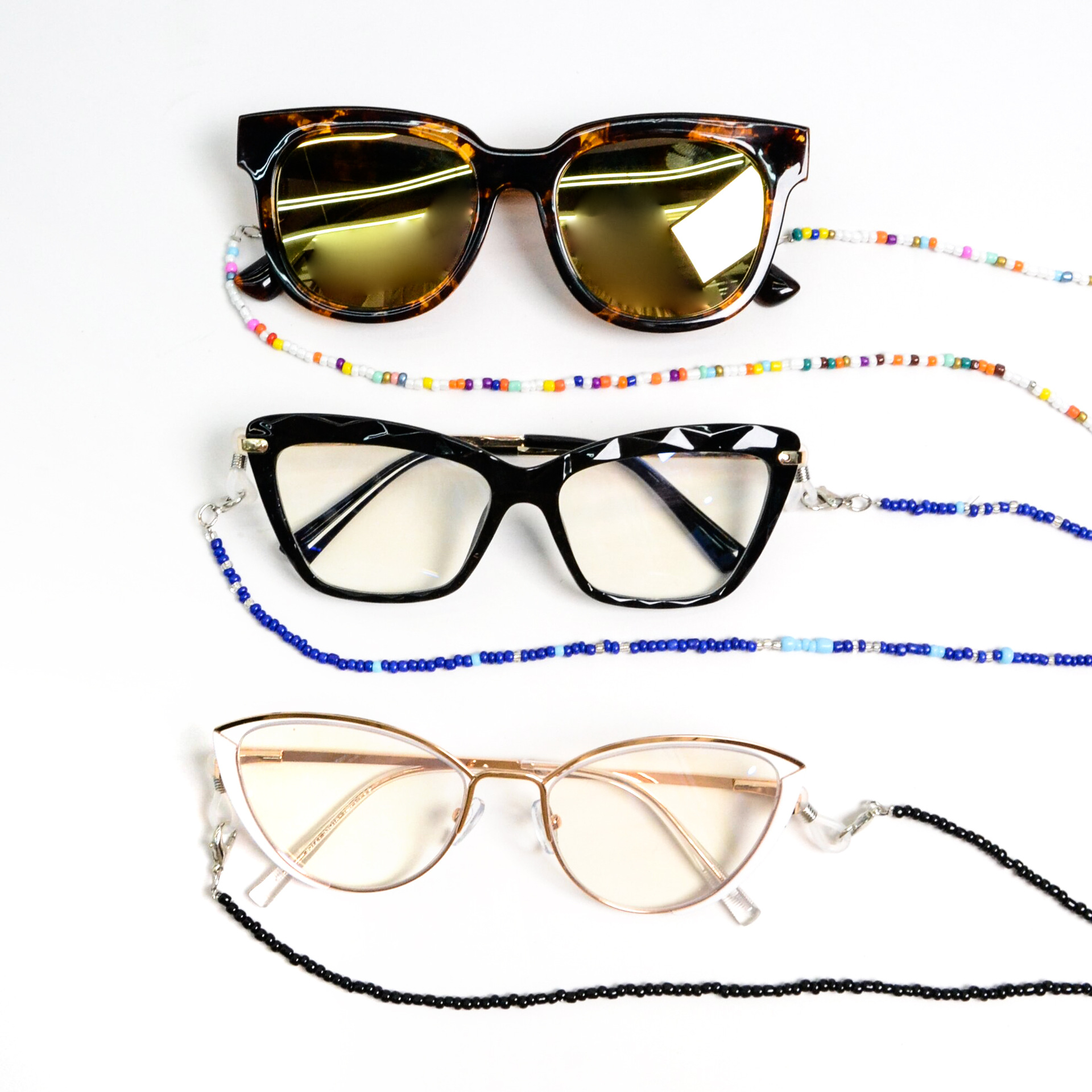 Colored beads glasses chain mask chain Presbyopic glasses glasses chain anti-loss glasses rope glasses accessories (mask glasses dual use) full figure