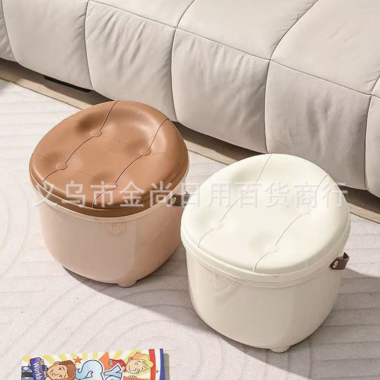 Wholesale household multi-functional storage stools, living room snack and toy storage boxes, transparent and sitting plush toy storage boxes