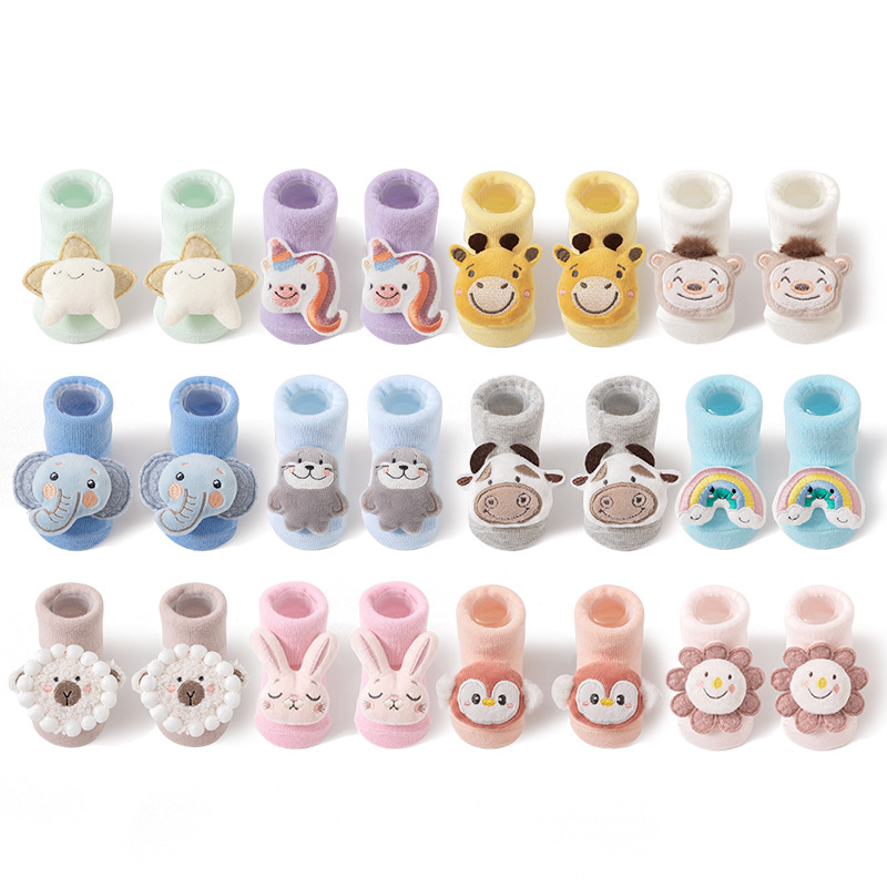 2025 Baby socks, thin Class a infant and toddler socks, 0-9 months old doll socks, anti-slip newborn baby floor socks with glue application Item Picture