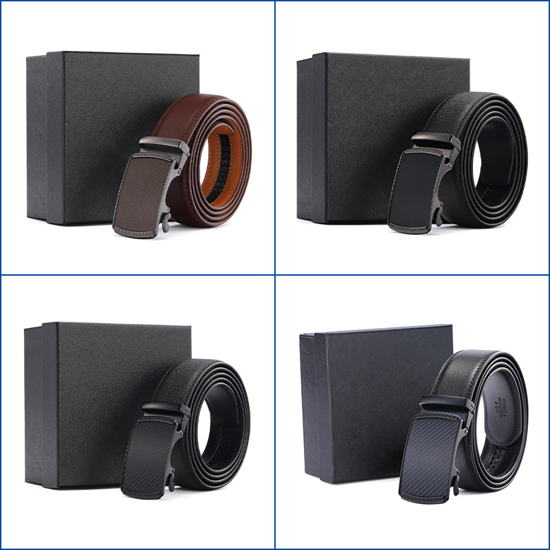 Leather Belt Men's Cowhide Printed Logo High-Grade Company Gifts Business Belt Manufacturers Wholesale Belt Custom Leather details Picture