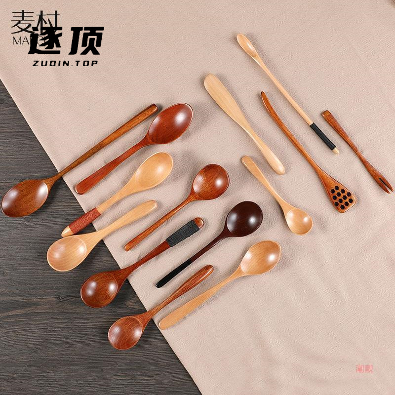 实木家用成小木勺长柄韩式蜂蜜勺木质调羹便携餐具儿童吃饭勺详情图2