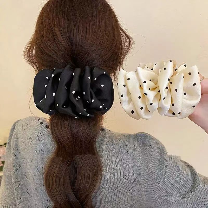 爆款巨显发量横着夹新款褶皱波点香蕉夹云朵泡泡甜美高马尾竖夹子详情1