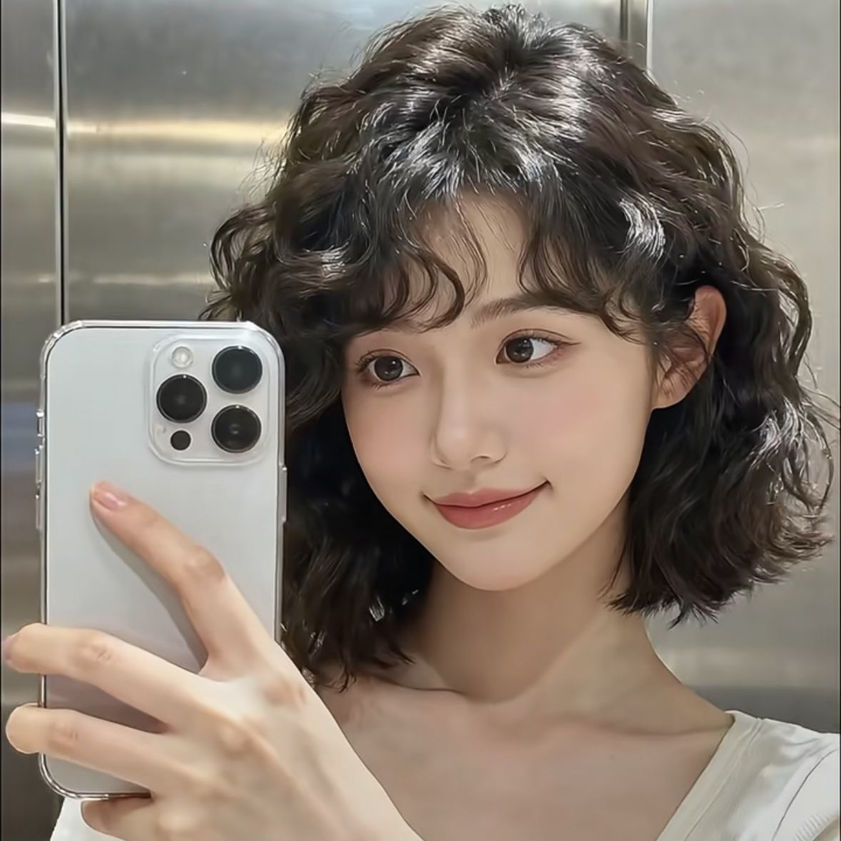 A wig for women with short curly hair, wool curls, egg curls, French style, fluffy and laid-back, fashionable and youthful autumn and winter full set pic 5