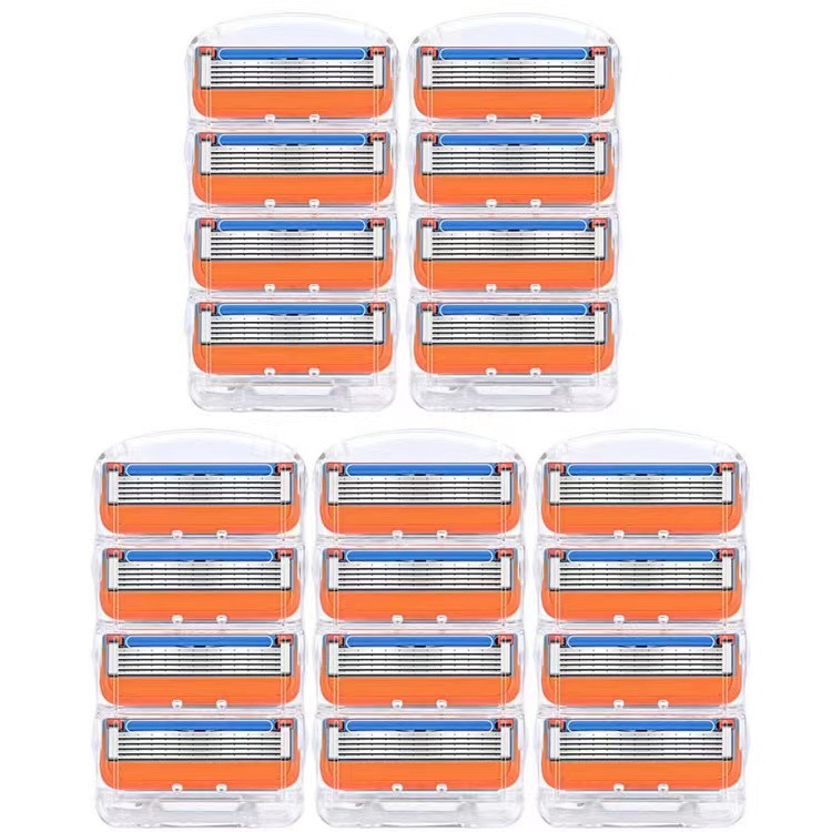 Wholesale in stock for foreign trade, orange five-layer blade, five-layer razor, manual shaving head, universal Geely, cross-border hot Item Picture