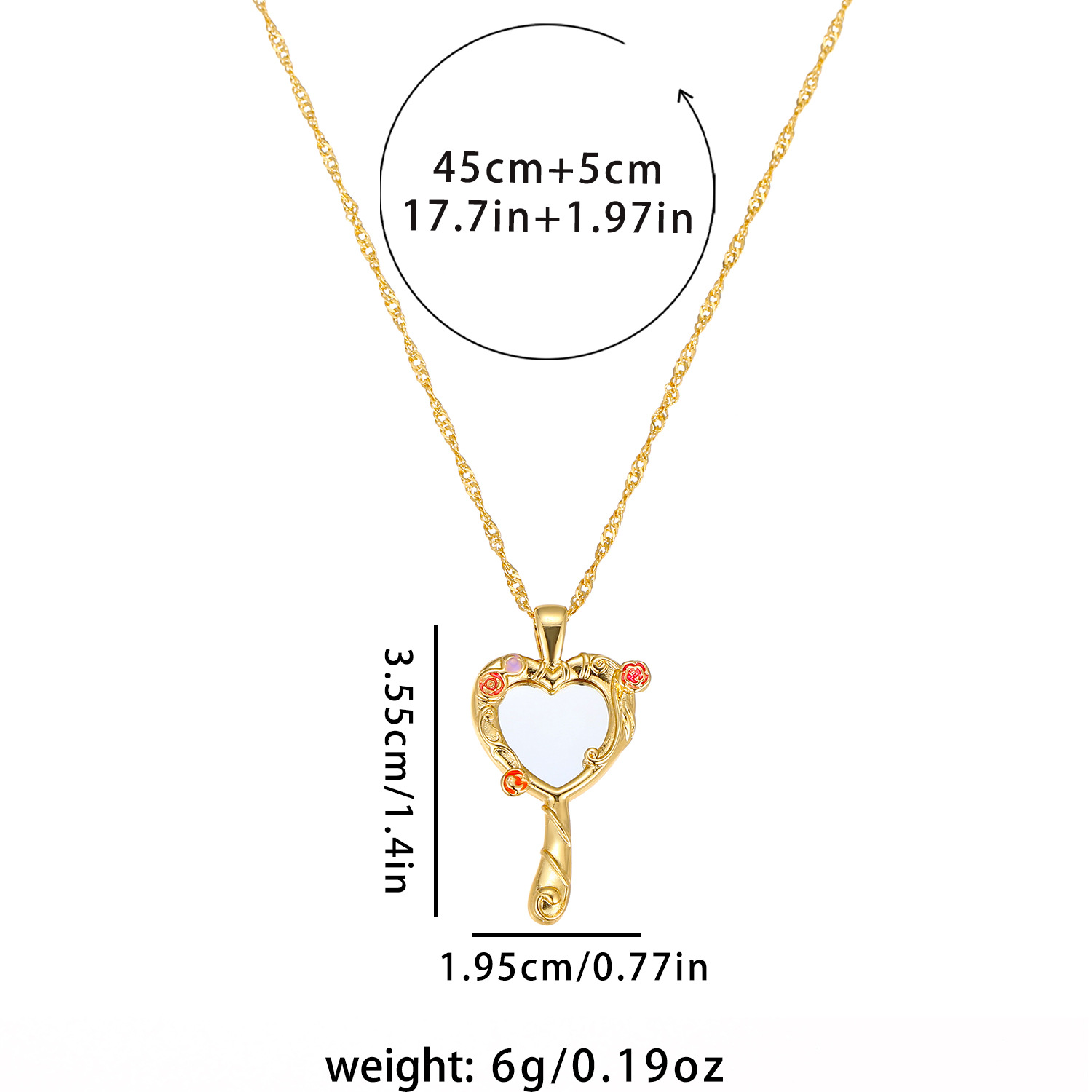 Hyacinth Barbie Magic Heart copper-plated real gold necklace, women's mirror lens frame, dopamine collarbone chain, girl's European and American ins high-end feel details Picture