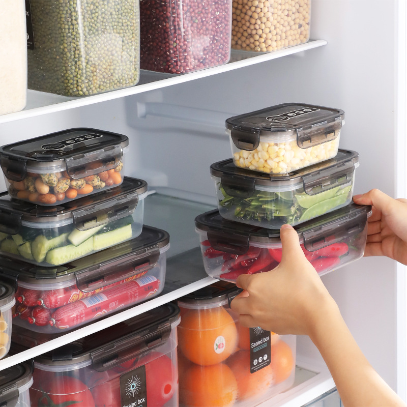 Kitchen Food Crisper Plastic Transparent Refrigerator Storage Box Grain And Miscellaneous Grains Sealed Tank Moisture-Proof Storage Tank details Picture