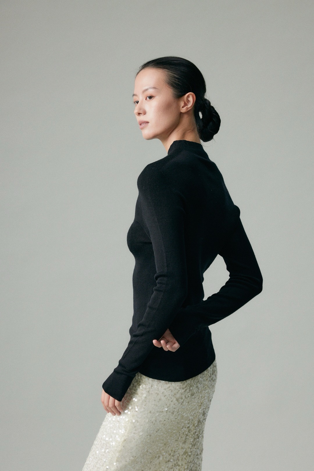 18-stitch Island Essence seamless one-piece ready-to-wear, 2-strand 60-count wool autumn and winter seamless semi-high neck knitted long-sleeved KW903 pic 8