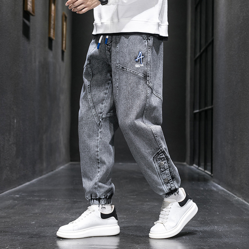 Spring and autumn large-sized loose jeans for men, tight-fitting and fat-adding for overweight men. Autumn and winter trendy Harem pants for fat guys details Picture