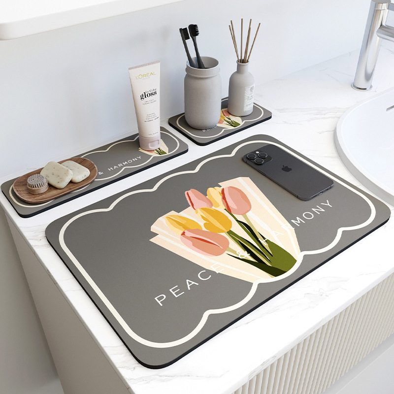 Toilet wash table drain mat toilet soap soap cup drain mat Bathroom quick dry absorbent coaster full figure