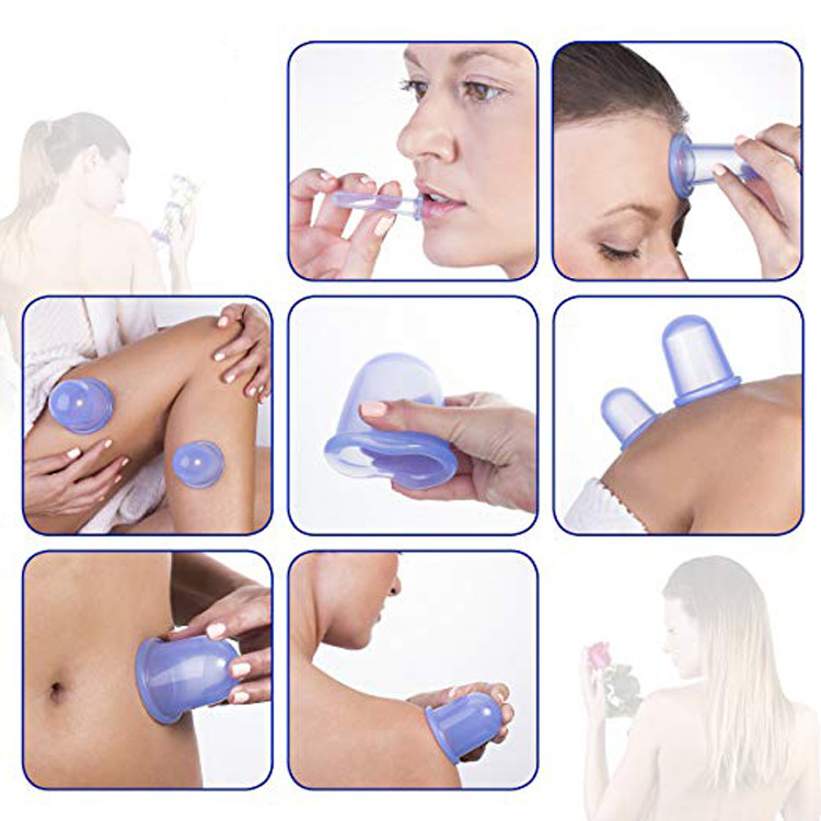 Factory stock: 4-piece set of silicone cupping cups, cupping device, vacuum moisture-absorbing massage cup, body 4-piece set Application Scenario
