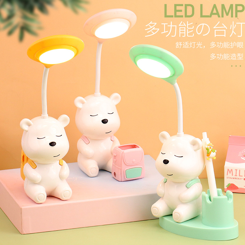Bear pen holder desk lamp, USB charging desk lamp with pencil sharpener, multi-functional night light Desk lamp, desktop decoration, children's gift wholesale details Picture