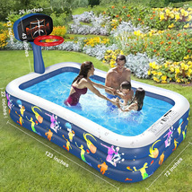 儿童充气游泳池户外草坪戏水玩具成人加大游泳池篮球架遮阳喷水池