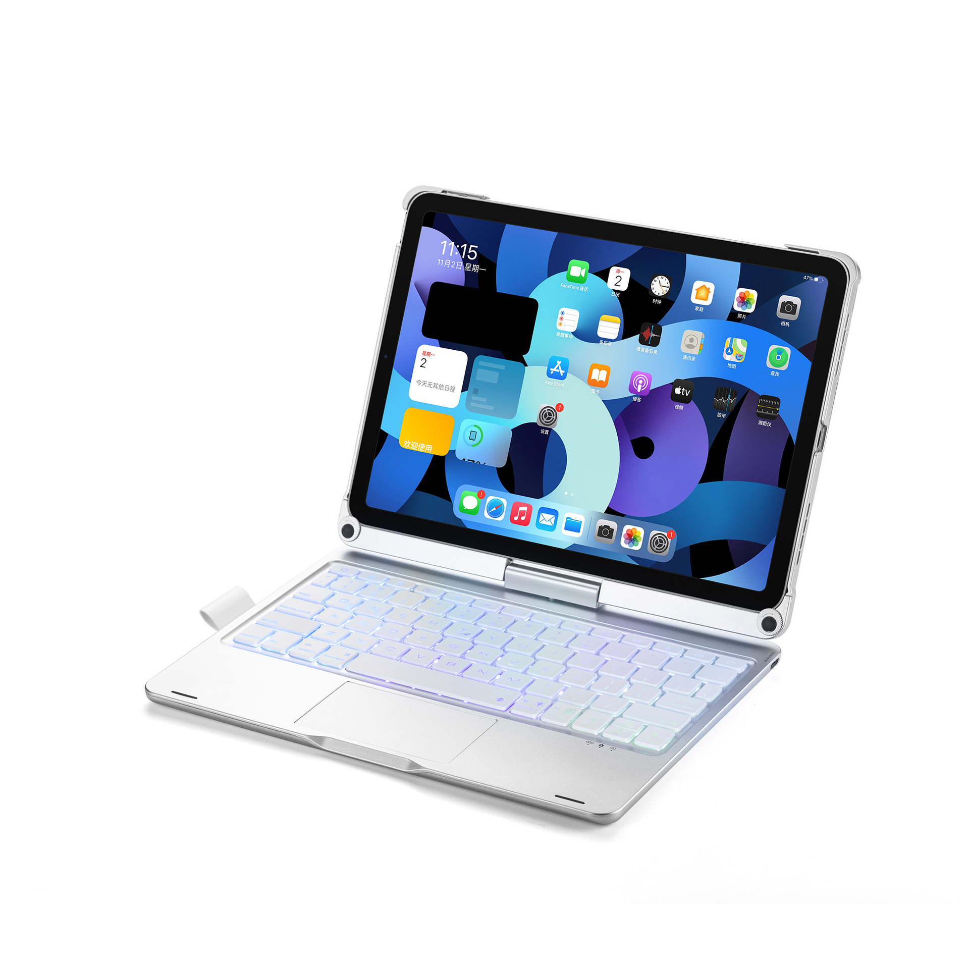 现货iPadPro11寸10.9寸平板电脑通用360度旋转带触摸背光蓝牙键盘详情图3