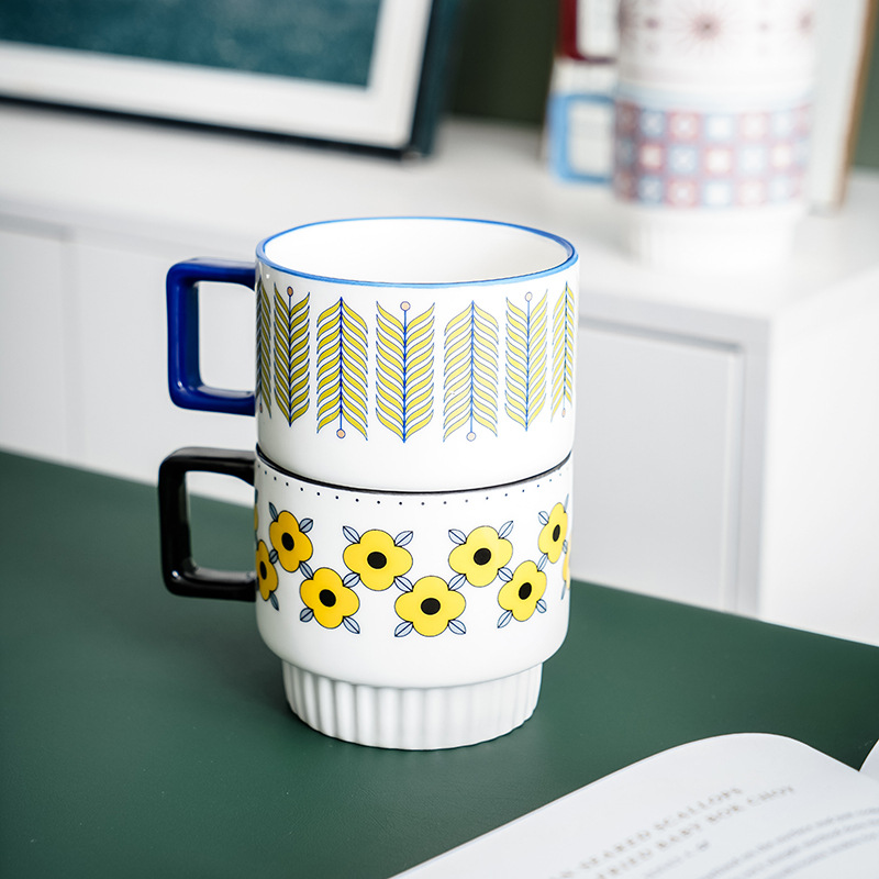 "Instagram-style Nordic ceramic milk mark stackable cup, breakfast creative home water cup, simple coffee cup. details Picture
