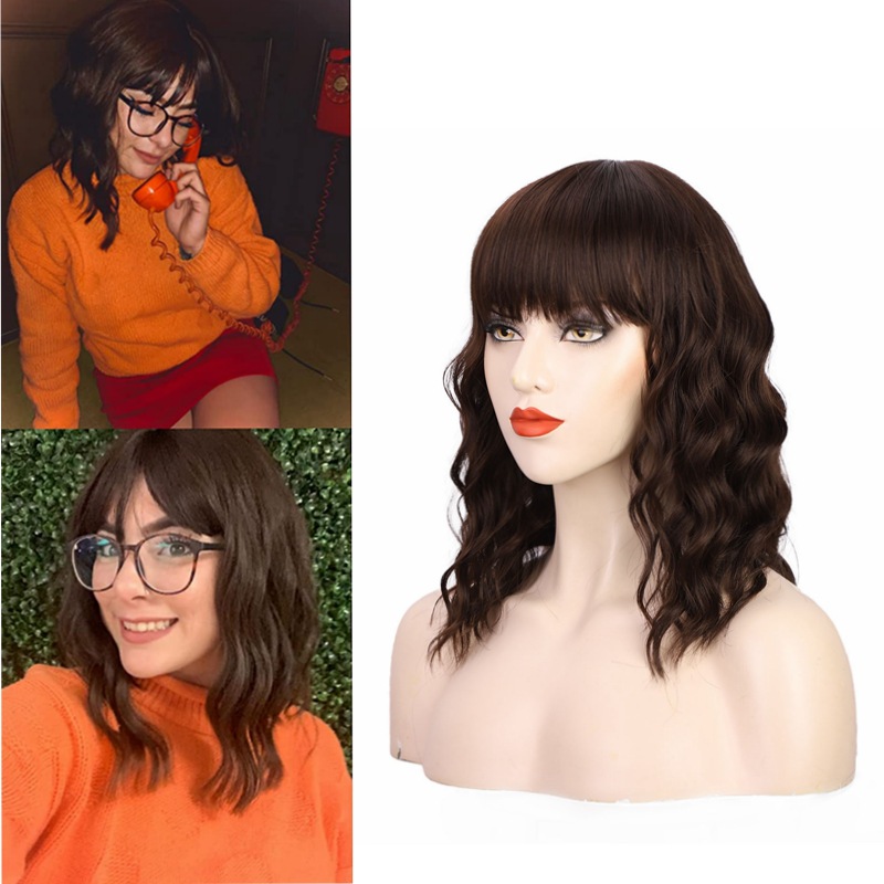 European and American short curly wigs, women's hair wigs, water ripple synthetic fiber wigs, hair covers