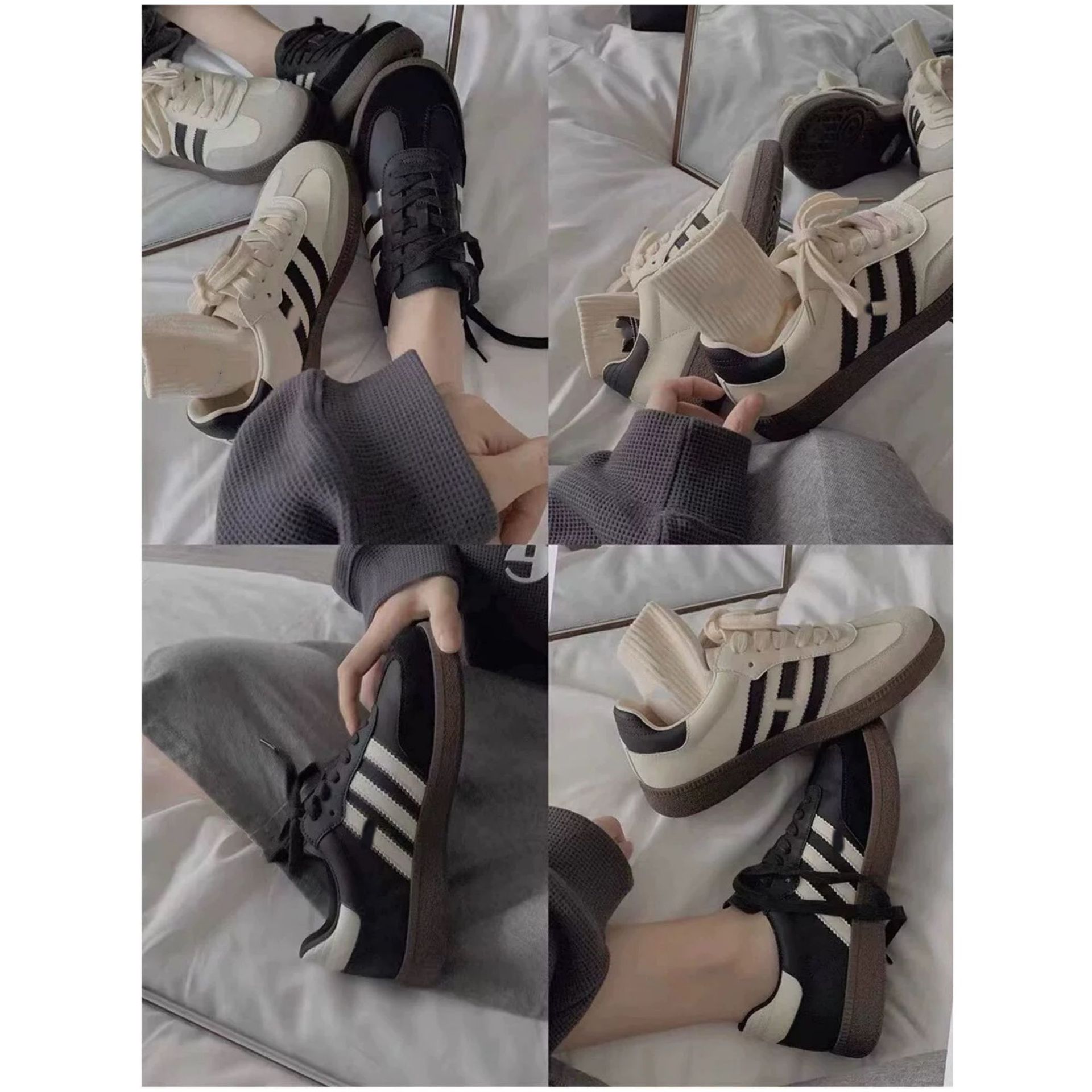 Cowhide version ~ Dexun shoes, women's all-season board shoes, casual fleece sports shoes, flat white sneakers, retro Forrest Gump shoes Specification image