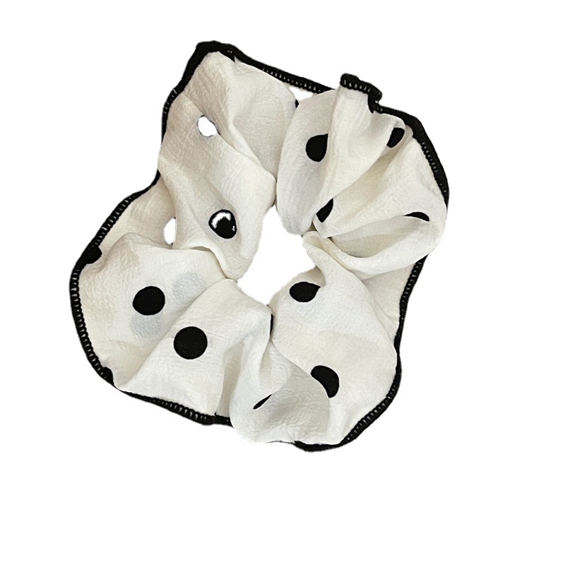 Korean Version Skirt Small Wave Dot Summer Everything With Large Size Hair Circle Retro French Simple Temperament Female Headflower Hair Rope Hair Accessories Item Picture