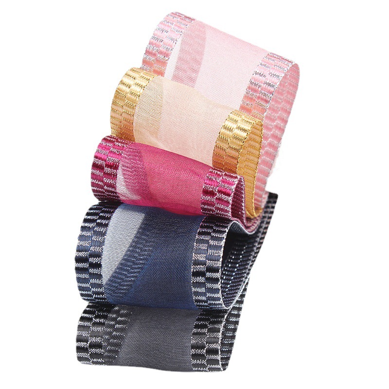 Dingxin Ribbon Wholesale: Korean double-sided silver silk snow Ribbon, DIY handmade butterfly decorated ribbon, edge net ribbon Item Picture