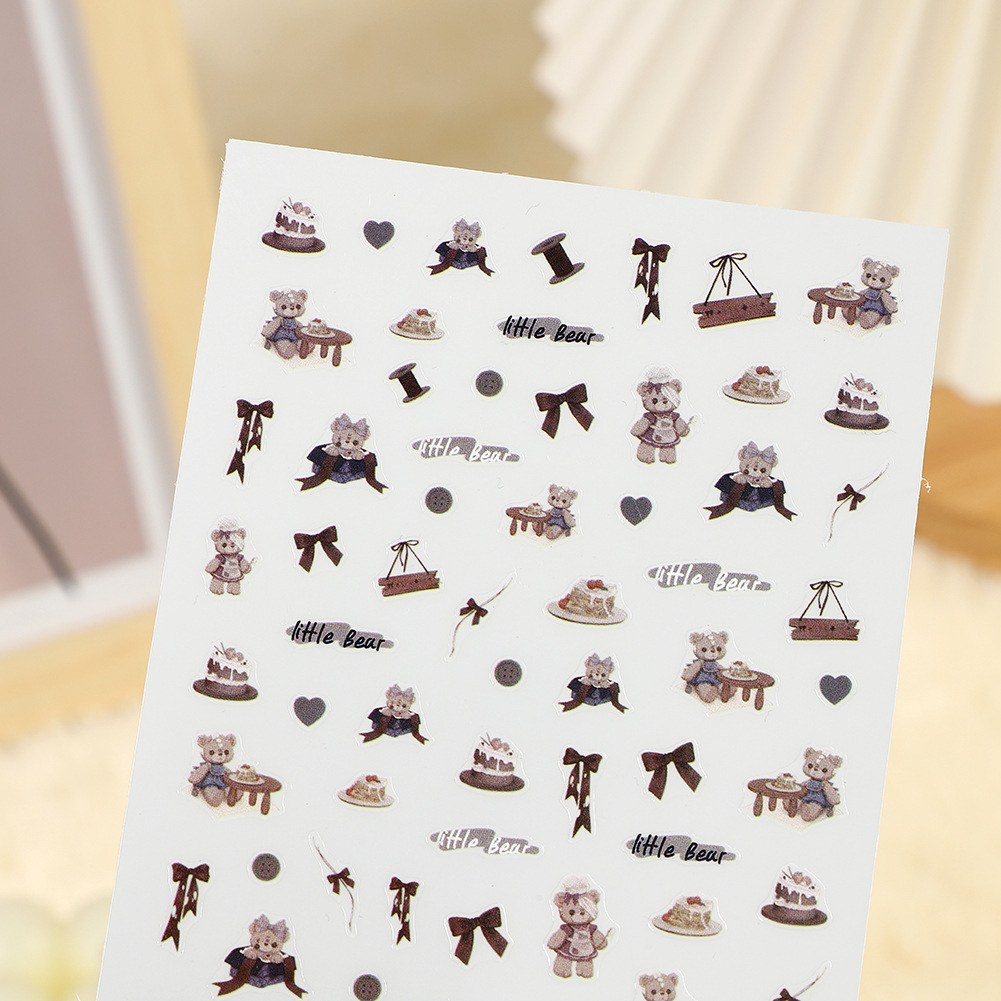 Rose Nail Day Tie Glue Cute Nail Sticker 5D Nail Sticker Cartoon Series Specification drawing