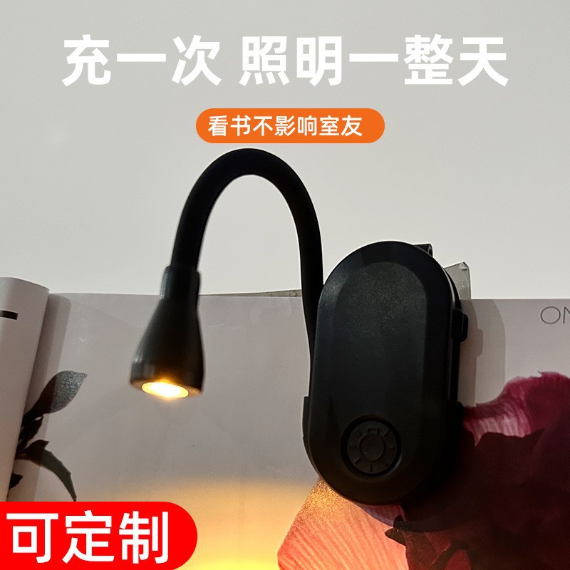跨境户外充电led便携宿舍床头学习夜灯护眼书夹阅读灯迷你夹子灯 Item Picture