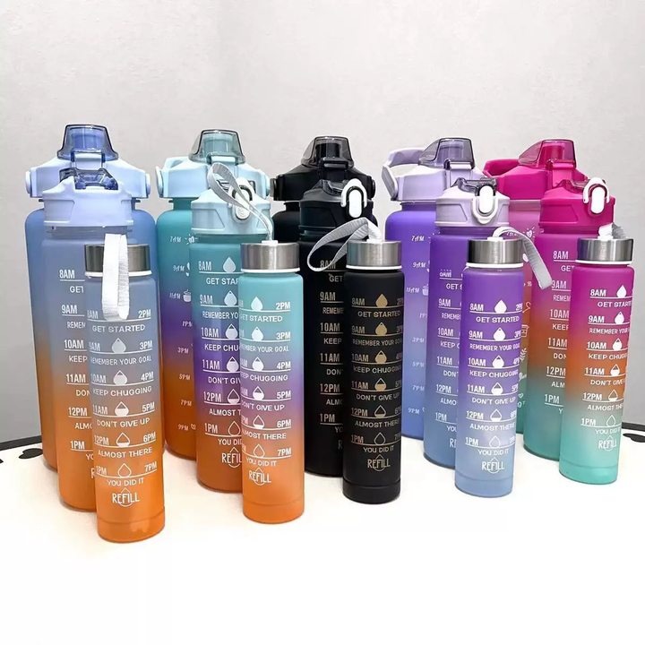 Frosted gradient three-piece cup set, large, medium and small cup set, gradient cup set, large-capacity plastic space cup, cross-border exclusive supply full figure
