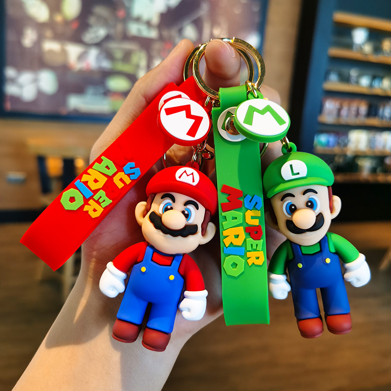 Super Mario Cartoon Cute Mario Key Chain Bubble Dragon Mario Key Chain Doll Soft Glue Pendant full figure